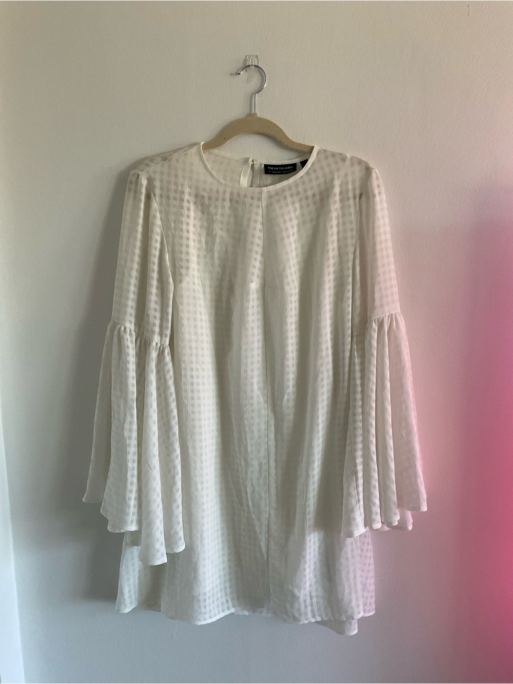 The Fifth Label White Bell Sleeve Dress with Slip